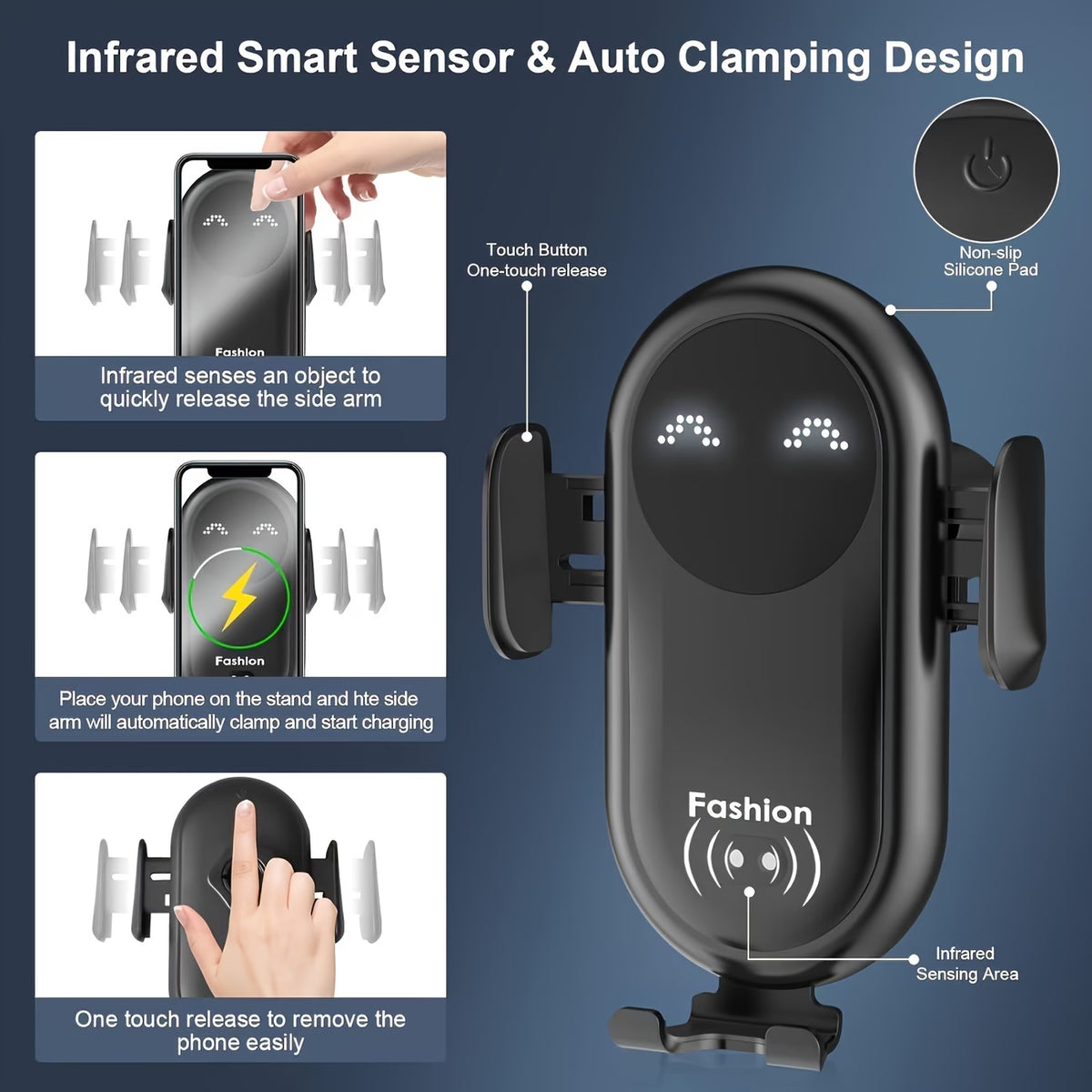 Wireless Car Charger with Auto-Clamp