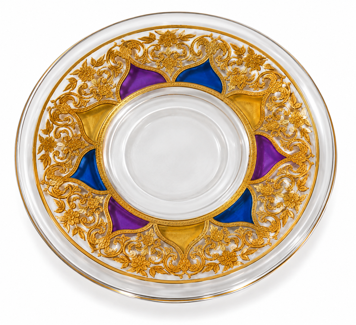 Gold Floral Glass Tea & Coffee Cups with Saucers – 12-Piece Set