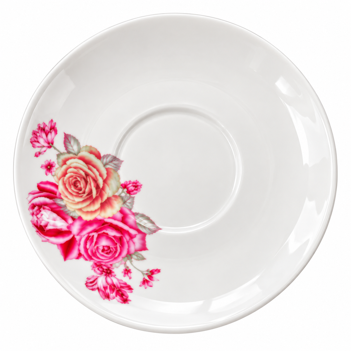 White Rose Tea & Coffee Cups with Saucers – 12-Piece Set