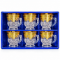 Gold Floral Glass Cups with Handles – Set of 6
