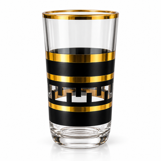 Black & Gold-Coloured Drinking Glasses – Set of 6