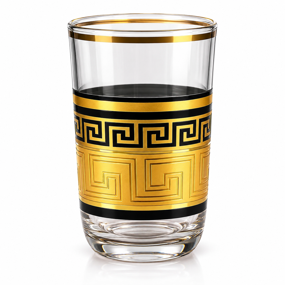 Black & Gold-Coloured Design Drinking Glasses – Set of 6