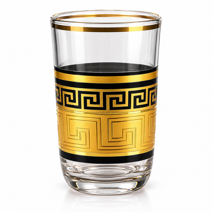 Black & Gold-Coloured Design Drinking Glasses – Set of 6